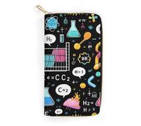 Anceky Cartera Unisex de Cuero de Gran Capacidad con Elementos de matemáticas y Ciencias. Diseño Compacto y fácil de Llevar. Ideal para Accesorios de Exterior y Uso Diario.