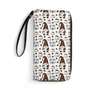 Anceky Carteras Elegantes para Mujer, Cierre de Cremallera, Tarjetero, diseño Ligero y portátil, Listas para Viajar. Pero Primero, Coffee GNOME.