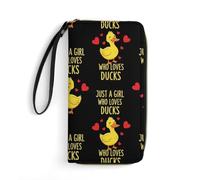 Anceky Carteras para Tarjetas de crédito para Mujer, Monedero con Cremallera para el teléfono, Bolsillos Multicapa, Listas para Viajar, Just Girl Who Loves Ducks