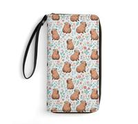 Anceky Carteras para Tarjetas de crédito para Mujer, Monedero con Cremallera para teléfono, Bolsillos Multicapa, Listas para Viajar, Linda Flor de Capibara.