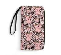 Anceky Carteras para Tarjetas de crédito para Mujer, Monedero con Cremallera para teléfono, Bolsillos Multicapa, Listas para Viajar, con Estampado de Leopardo Rosa.