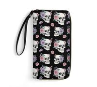 Anceky Carteras para Tarjetas de crédito para Mujer, Monedero con Cremallera para teléfono, Bolsillos Multicapa, Listas para Viajar, diseño de Calavera y Flor.