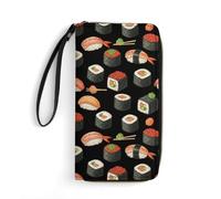 Anceky Carteras para Tarjetas de crédito para Mujer, Monedero con Cremallera para teléfono, Bolsillos Multicapa, Listas para Viajar, diseño de Sushi japonés Negro