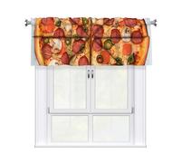 Anceky Cortinas con diseño Me Encanta la Pizza para Ventanas de Cocina, 54 x 18 Pulgadas, con Bolsillo para Barra. Cortina Corta para baño y Sala de Estar. 1 Panel.
