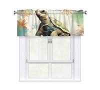 Anceky Cortinas Turtle Write para Ventanas de Cocina, 54 x 18 Pulgadas, Cenefa con Bolsillo para Barra, Cortinas Cortas para baño y Sala de Estar, 1 Panel.