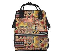 Anceky Elegante mochila tipo momia con estampado de patchwork textil africano, grande, impermeable, con correas ajustables para actividades al aire libre.