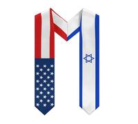 Anceky Estola de graduación con la bandera de Estados Unidos e Israel, bufanda para el día de la graduación. Estolas y chales.