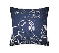 Anceky Funda de cojín Cuadrada Decorativa con Texto Love You Back Star, Supersuave, para Sala de Estar, Dormitorio, sofá, Color Gris y Azul, 45,7 x 45,7 cm