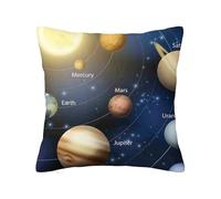 Anceky Fundas de Almohada Decorativas de Ciencia con Cremallera Oculta, diseño de Planetas solares en órbita, antiencogimiento, para sofá, Dormitorio, Coche, Sala de Estar, Multicolor, 40,6 x 40,6 cm