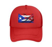 Anceky Gorra de béisbol de Malla Ajustable para Adulto con la Bandera Cubana, Mitad Puerto Rico, Mitad Cuba, Estilo Camionero.