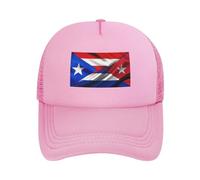 Anceky Gorra de béisbol de Malla Ajustable para Adulto con la Bandera Cubana, Mitad Puerto Rico, Mitad Cuba, Estilo Camionero.