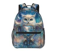 Anceky Ilustración de estilo fantástico de un búho blanco Mochila Mochilas de viaje Mochila para portátil Mochila informal para el día a día para hombres y mujeres