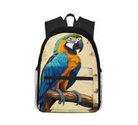 Anceky Ilustración detallada del loro Ararauna en lámina digital. Mochila compacta e informal, mochila de viaje unisex.