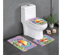 Anceky Juego de 3 alfombras de baño Dream Mushroom, Antideslizantes, absorbentes de Agua, Gruesas y cómodas para el hogar, SPA y Hotel.