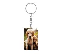 Anceky Llavero adorable de cachorro Golden Retriever, moderno y reutilizable, llavero pequeño y portátil para bolso, llaveros acrílicos para decoración de árbol de Navidad, etiquetas para equipaje