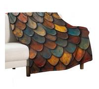 Anceky Manta de Franela con Escamas de dragón Antiguo, cálida y Suave, acogedora, Estilo glamuroso, para sofá Cama, 101,6 x 127 cm