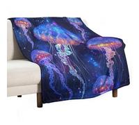 Anceky Manta de Franela con Medusas de Colores, cálida y Suave, con diseño Abstracto de Animales del océano, para sofá Cama, 76 x 101 cm