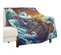 Anceky Manta de Franela de Gato, cálida y Suave, con diseño de Animales de Dibujos Animados, Ideal para sofá Cama, 76 x 101 cm.