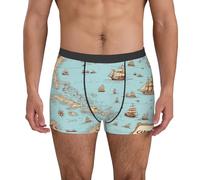 Anceky Mapa de Aventuras Piratas para Hombre, Calzoncillos bóxer de algodón elástico para Hombre