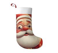 Anceky Medias navideñas de 45 cm con puños de felpa, diseño de Papá Noel con gafas, para colgar en la chimenea, para decoración familiar, fiestas navideñas, 1 paquete