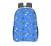 Anceky Mochila azul transparente con diseño de guitarras hawaianas y ukelele, de PVC, de 16 pulgadas, para viajes, deportes al aire libre, trabajo y acampada.
