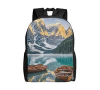 Anceky Mochila bonita con diseño de lago de montaña y barcos, impermeable, ligera y casual, para viaje, para portátil, para hombres y mujeres