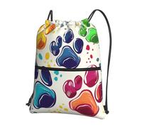 Anceky Mochila con cordón impermeable para gimnasio, bolsa de natación con cordón, linda y colorida huella de perro para hombres y mujeres
