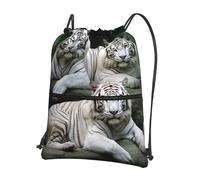 Anceky Mochila con cordón impermeable para gimnasio, bolsa de natación con muchos tigres blancos para hombres y mujeres