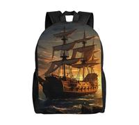 Anceky Mochila con diseño de barco pirata de fantasía, bonita, impermeable, ligera, informal, para viaje, portátil, para hombres y mujeres
