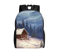 Anceky Mochila con diseño de cabaña en el bosque, impermeable, ligera y casual, ideal para viajes y para portátil, para hombres y mujeres.