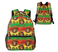 Anceky Mochila de senderismo resistente al agua con la bandera rastafari y arte de león reggae rastafari.