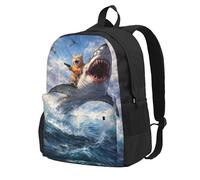 Anceky Mochila de viaje Cat & Shark para mujer | Mochila ligera para portátil para hombre | Mochila de día impermeable de gran capacidad para senderismo y trabajo, color negro