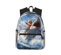 Anceky Mochila de viaje Cat & Shark para mujer | Mochila ligera para portátil para hombre | Mochila de día impermeable de gran capacidad para senderismo y trabajo, color negro