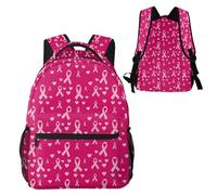 Anceky Mochila de viaje para deportes al aire libre con lazos de concientización sobre el cáncer de mama en forma de corazón,