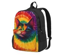 Anceky Mochila de viaje Tie Dye Cat para mujer | Mochila ligera para portátil para hombre | Mochila de día impermeable de gran capacidad para senderismo y trabajo, color negro