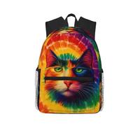 Anceky Mochila de viaje Tie Dye Cat para mujer | Mochila ligera para portátil para hombre | Mochila de día impermeable de gran capacidad para senderismo y trabajo, color negro