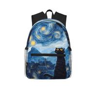 Anceky Mochila de viaje Trippy Sky Cute Black Cat para mujer | Mochila ligera para portátil para hombre | Mochila de día impermeable de gran capacidad para senderismo y trabajo, color negro