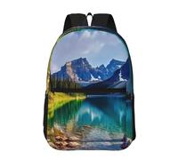 Anceky Mochila impermeable para portátil de 17 pulgadas para hombre y mujer, con diseño de paisaje de montaña y lago.