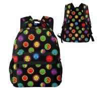 Anceky Mochila informal resistente al agua con estampado de sol y luna, color negro, mochila de senderismo de un día con
