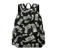 Anceky Mochila ligera para viajes universitarios, mochila de día con dinero cayendo, billete estadounidense.