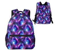 Anceky Mochila para portátil Purple Universe Galaxy Magic Wolf In the Space Art, Lightwei
