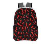 Anceky Mochila transparente de PVC con diseño de chile rojo, de 16 pulgadas, para viajes, deportes al aire libre, trabajo y acampada.