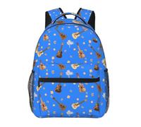 Anceky Mochilas de viaje azules con diseño de guitarras hawaianas y ukelele para portátil, ligeras, de gran capacidad, para negocios, trabajo, yoga, playa y senderismo.