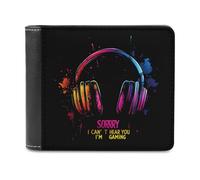 Anceky No te escucho, Estoy Jugando con Auriculares, Billetera Delgada Plegable para Hombre, Bolsillo Frontal con Ventana para 6 identificaciones.