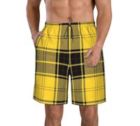 Anceky Pantalones Cortos MacKay de tartán Jaspeado con Estampado escocés para Hombre, Estilo Casual de Playa, de Secado rápido, con Bolsillos.