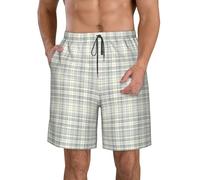 Anceky Pantalones Cortos MacKay de tartán Jaspeado con Estampado escocés para Hombre, Estilo Casual de Playa, de Secado rápido, con Bolsillos.