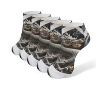 Anceky pares de calcetines tobilleros con estampado de dragón, transpirables y de talle bajo, ideales para correr, hacer ejercicio o para uso diario.