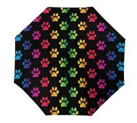 Anceky Paw prints in gradient rainbow colors Small Strong But Light Portable And Folding Rain Umbrella for Rain Windproof, Durable Premium Grip