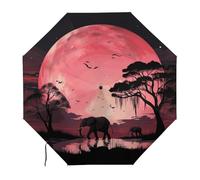 Anceky Pink Moon Elephant Water Repellent Compact UmbrellaOne-Click Automatic Open And Close And PortableTravel Umbrella Can Be Placed in A Briefcase, Backpack, Suitcase.