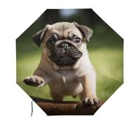 Anceky Pug Puppies Water Repellent Compact UmbrellaOne-Click Automatic Open And Close And PortableTravel Umbrella Can Be Placed in A Briefcase, Backpack, Suitcase.
